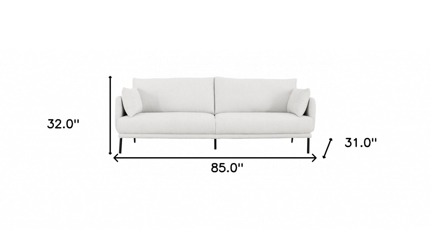 Modern 85" White and Black Fabric Sofa