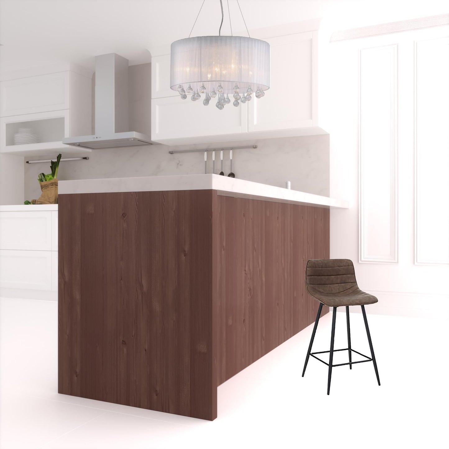 Set Of Two 26" Brown Faux Leather And Black Low Back Bar Height Chairs