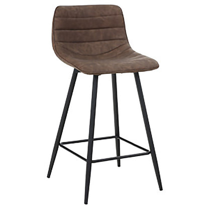 Set Of Two 26" Brown Faux Leather And Black Low Back Bar Height Chairs