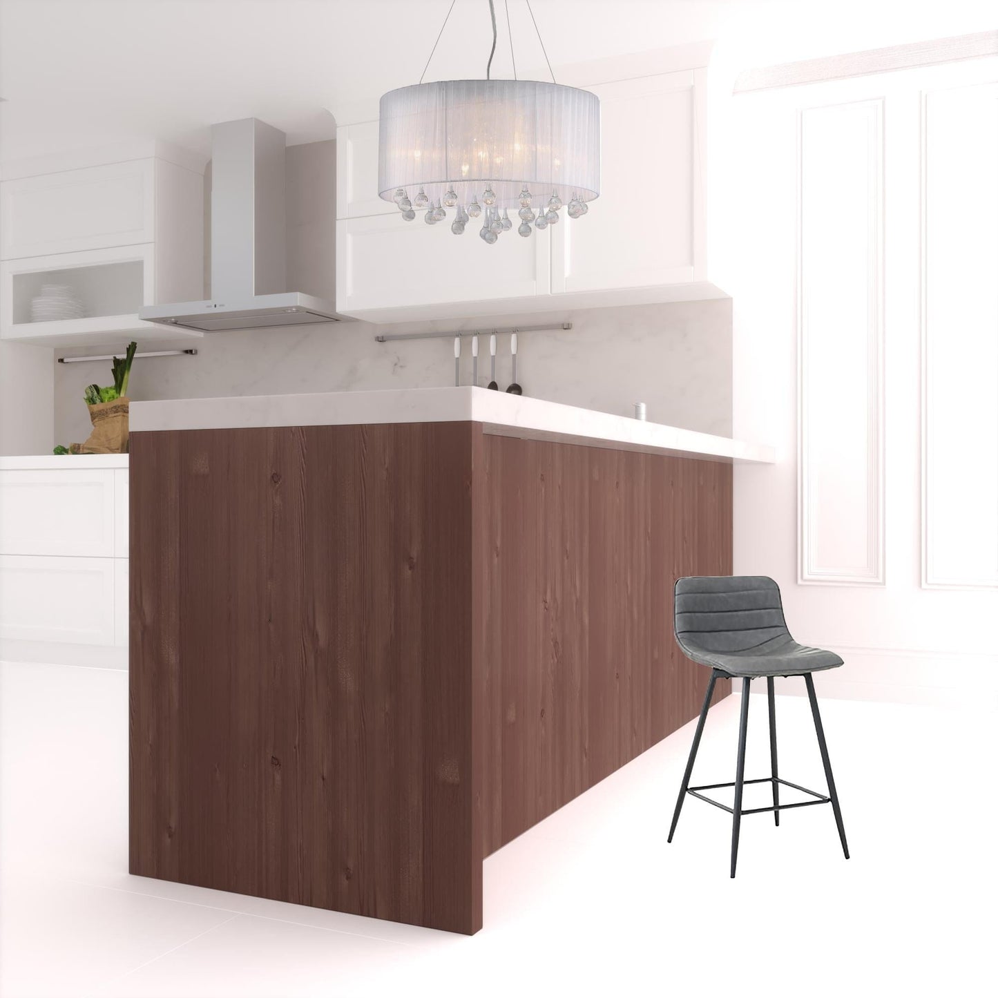 Set Of Two 26" Gray Faux Leather And Black Low Back Bar Height Chairs