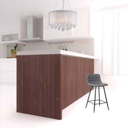 Set Of Two 26" Gray Faux Leather And Black Low Back Bar Height Chairs