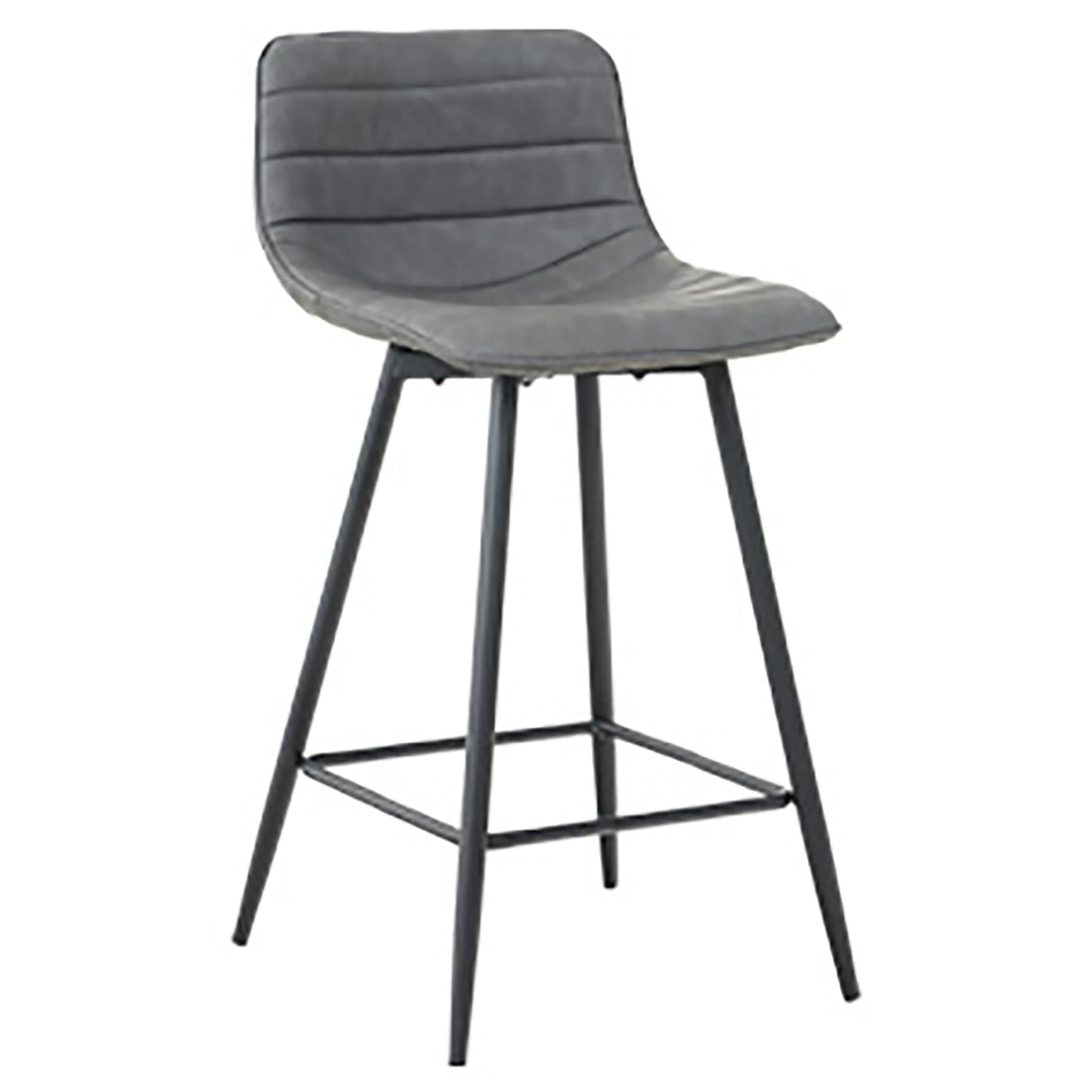 Set Of Two 26" Gray Faux Leather And Black Low Back Bar Height Chairs