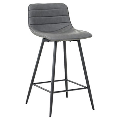 Set Of Two 26" Gray Faux Leather And Black Low Back Bar Height Chairs