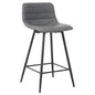 Set Of Two 26" Gray Faux Leather And Black Low Back Bar Height Chairs