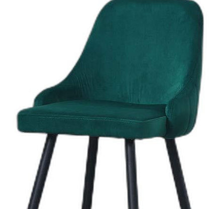 Set Of Two 39" Green Velvet And Black Bar Height Chairs