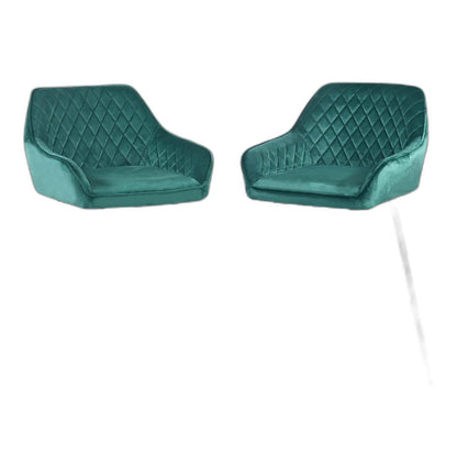 Set Of Two 36" Green Velvet And Black Iron Bar Height Chairs