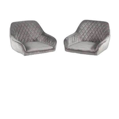 Set Of Two 36" Gray Velvet And Black Iron Bar Height Chairs