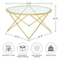 32" Glass And Gold Geo Round Coffee Table
