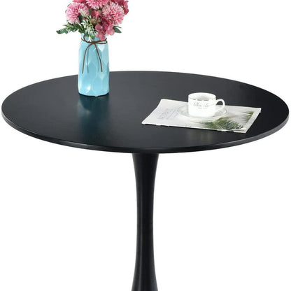 32" Black Round Steel Pedestal Dining Table