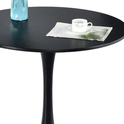 32" Black Round Steel Pedestal Dining Table
