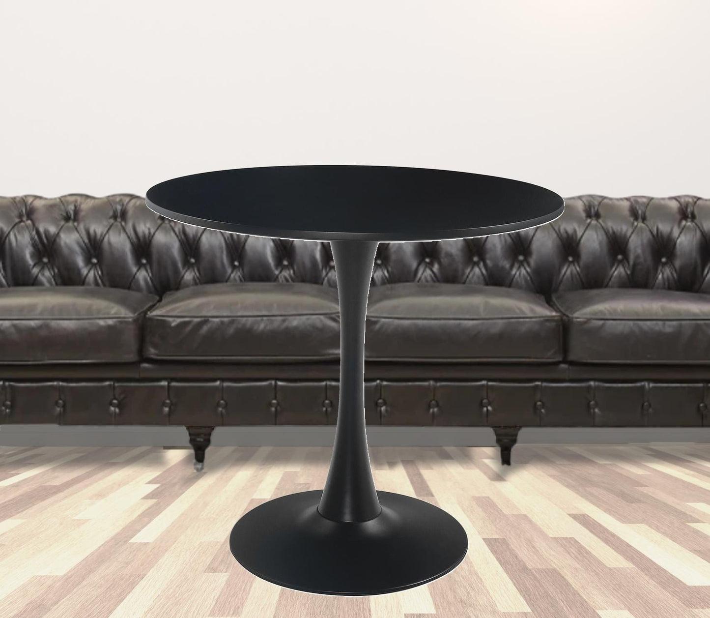 32" Black Round Steel Pedestal Dining Table