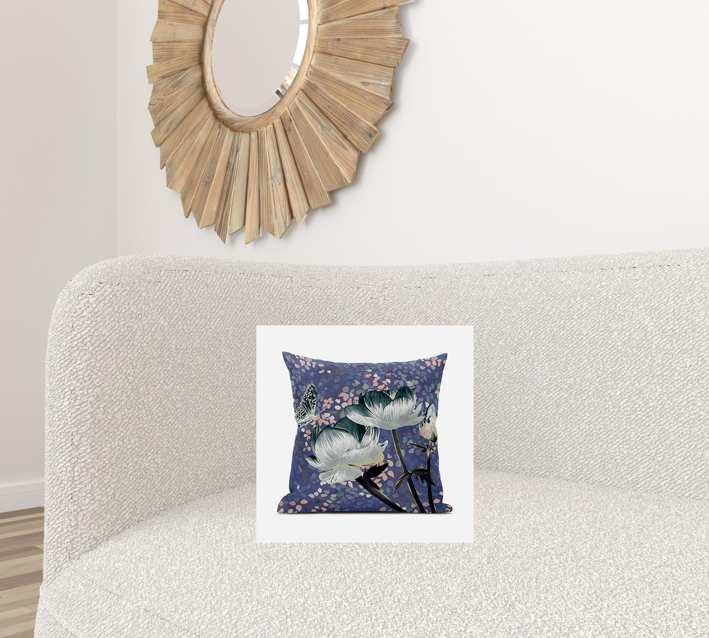 16" X 16" Darkgreen And Grey Floral Zippered Suede Throw Pillow