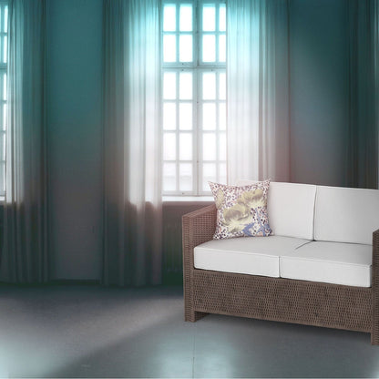 18" X 18" MutedYellow Blue Peach Floral Zippered Suede Throw Pillow