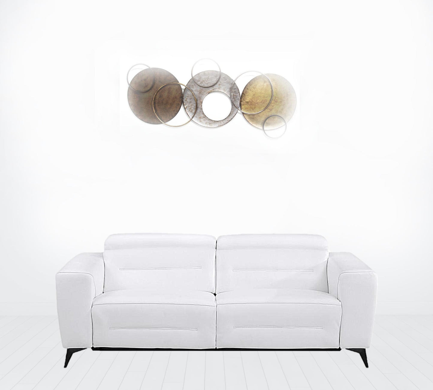 83" White Italian Leather Reclining Sofa