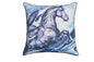 18" X 18" Blue Horse Zippered Cotton Blend Throw Pillow With Embroidery