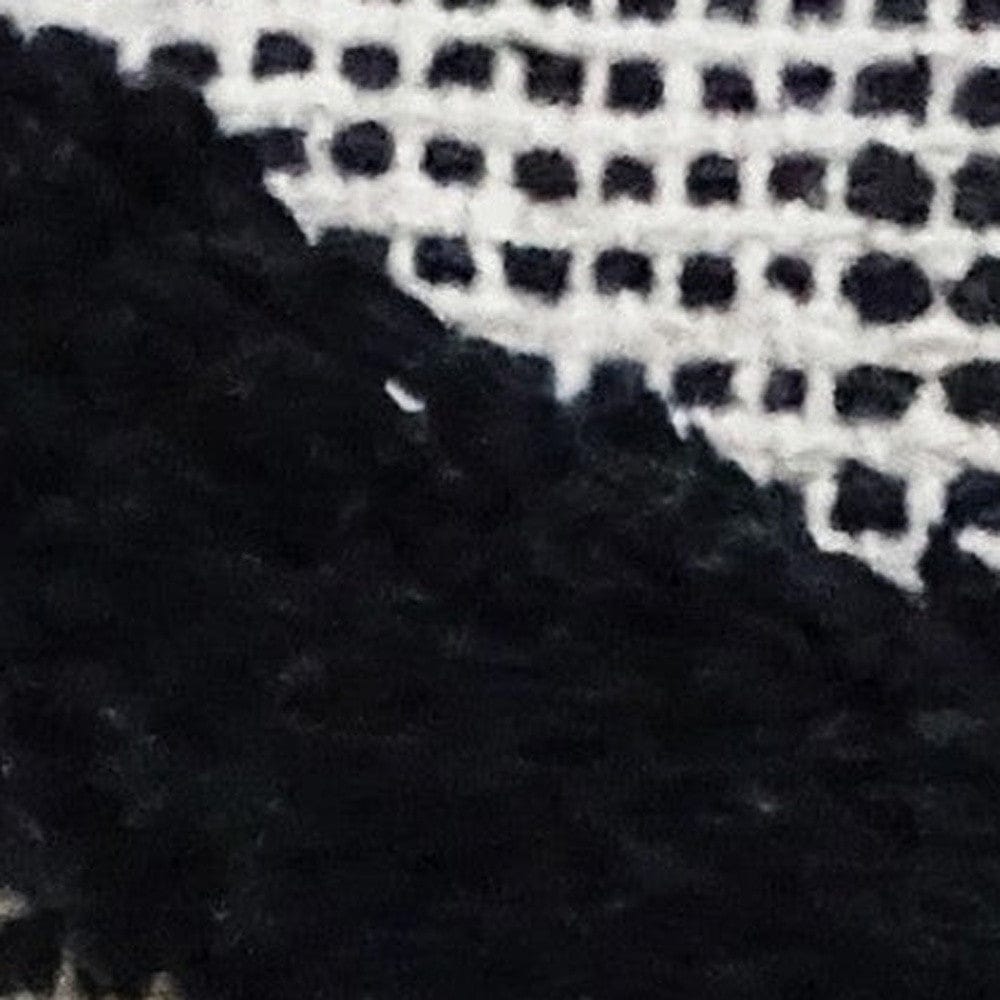 20" X 20" Black and White Chevron Textural Cotton Blend Throw Pillow