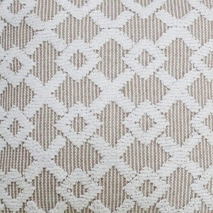 20" X 20" White And Beige Trellis Zippered Cotton Blend Throw Pillow