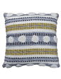 20" X 20" Blue And Yellow Ribbed Zippered Cotton Blend Throw Pillow