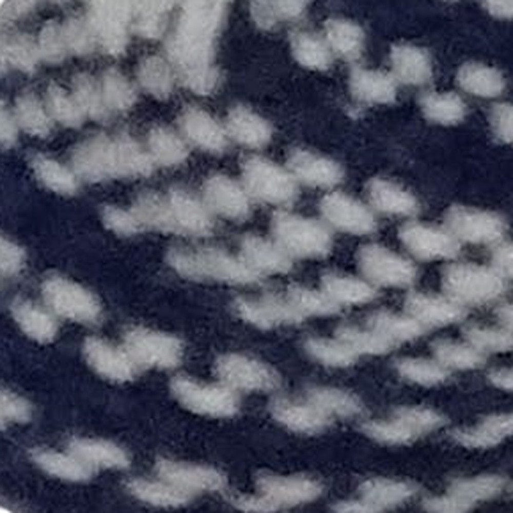 20" X 20" Navy and White Striped Textural Throw Pillow With Pom Poms