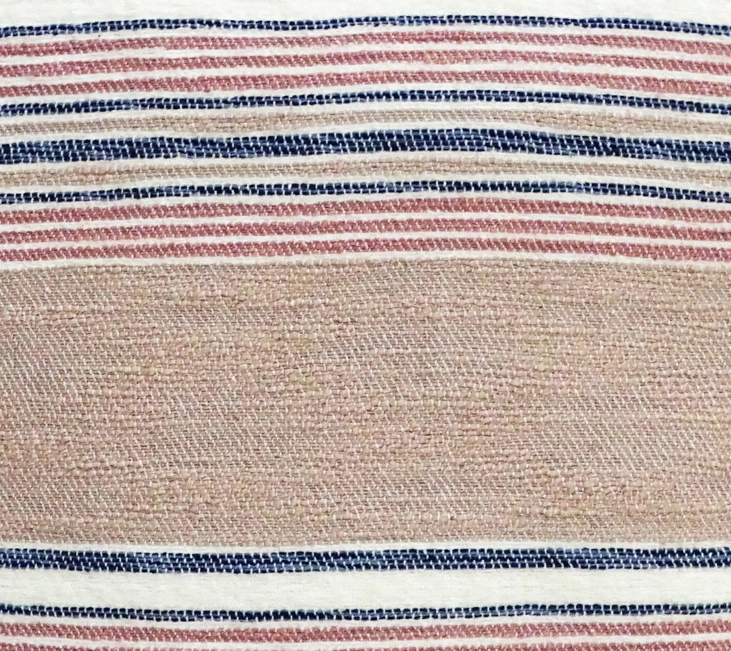 22" X 22" Blue And Tan Striped Handmade Throw Pillow With Tassels