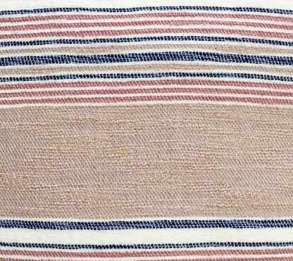 22" X 22" Blue And Tan Striped Handmade Throw Pillow With Tassels