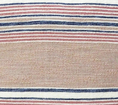 22" X 22" Blue And Tan Striped Handmade Throw Pillow With Tassels