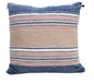 22" X 22" Blue And Tan Striped Handmade Throw Pillow With Tassels
