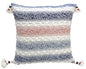 22" X 22" Blue And Peach Southwestern Stripe Handmade Throw Pillow With Tassels