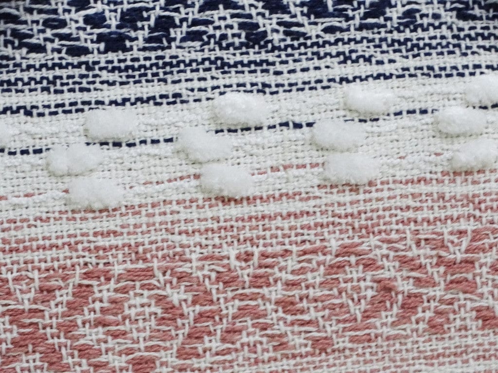 22" X 22" Blue And Peach Southwestern Stripe Handmade Throw Pillow With Tassels