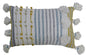 14" X 20" Blue And Yellow Striped Zippered Handmade Cotton Blend Throw Pillow With Tassels