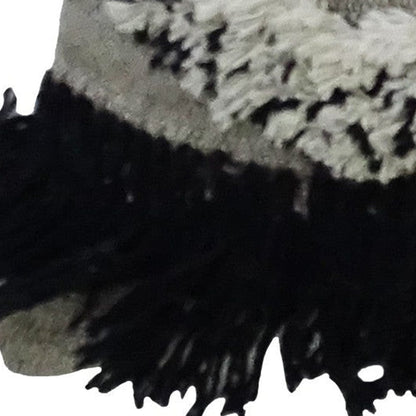 16" X 22" Black And Gray Diamond Handmade Cotton Blend Throw Pillow With Fringe