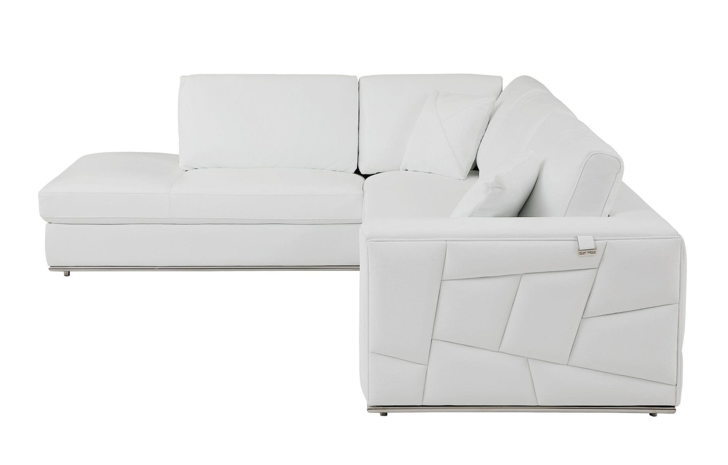 White Deco Tufted Italian Leather Modular L Shape Two Piece Corner Sectional
