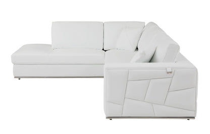 White Deco Tufted Italian Leather Modular L Shape Two Piece Corner Sectional