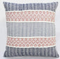 22" X 22" Blue And Peach Trellis Zippered Cotton Blend Throw Pillow With Embroidery