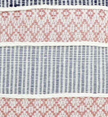 22" X 22" Blue And Peach Trellis Zippered Cotton Blend Throw Pillow With Embroidery