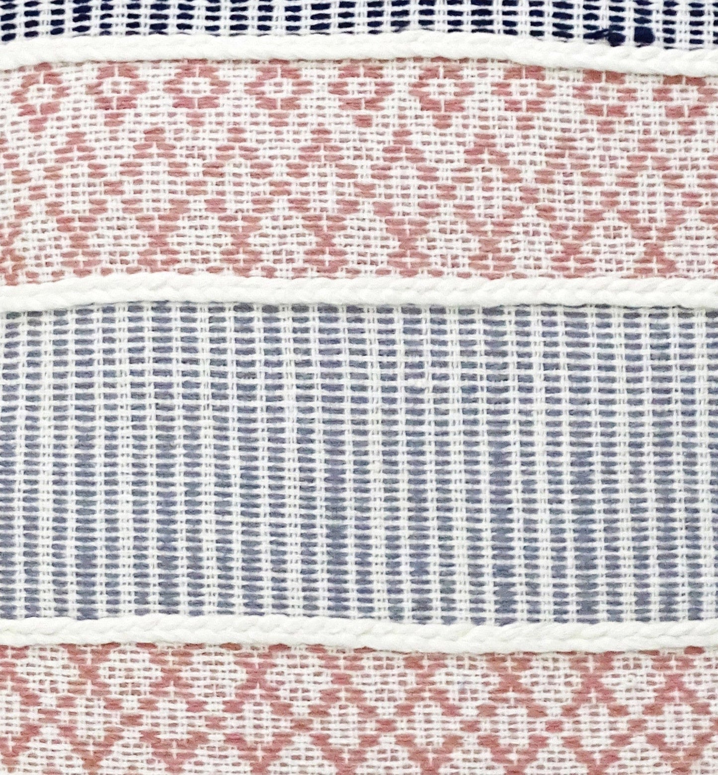 22" X 22" Blue And Peach Trellis Zippered Cotton Blend Throw Pillow With Embroidery