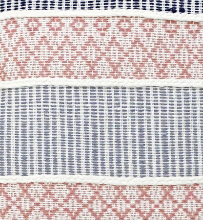 22" X 22" Blue And Peach Trellis Zippered Cotton Blend Throw Pillow With Embroidery