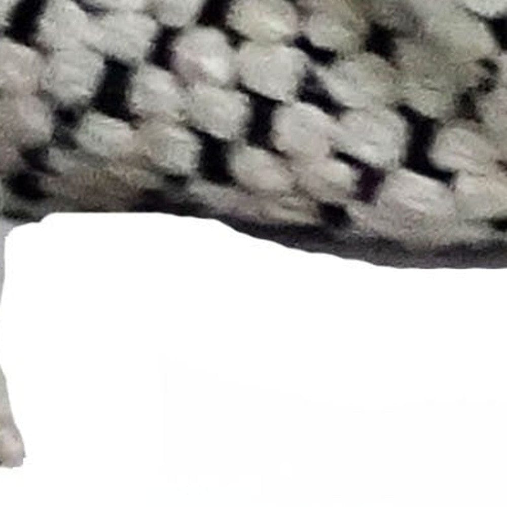 22" X 22" White And Black Zippered Cotton Blend Ribbed Throw Pillow With Tassels