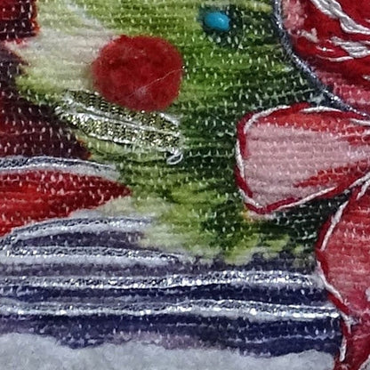 20" X 20" Green And Red Zippered Handmade Cotton Blend Christmas Holiday Van Throw Pillow With Pom Poms