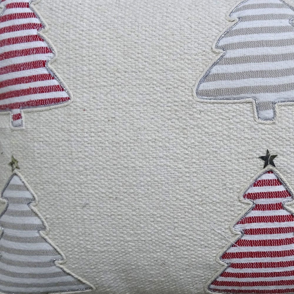 14" X 24" Red And White Zippered Cotton Blend Christmas Trees Throw Pillow