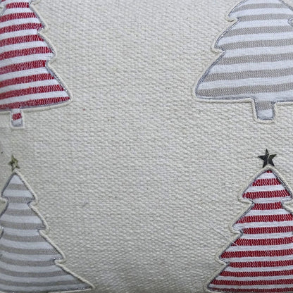 14" X 24" Red And White Zippered Cotton Blend Christmas Trees Throw Pillow