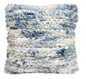 22" X 22" White And Blue Ombre Zippered Hand Loomed Cotton Blend Throw Pillow With Ruffles