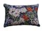 14" X 20" Blue And White Floral Zippered Handmade Cotton Blend Throw Pillow
