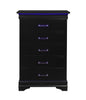 16" Black Solid Wood Five Drawer Chest with LED Lights