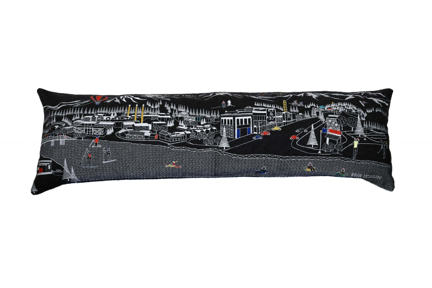 45" Black Bend Nighttime Skyline Lumbar Decorative Pillow