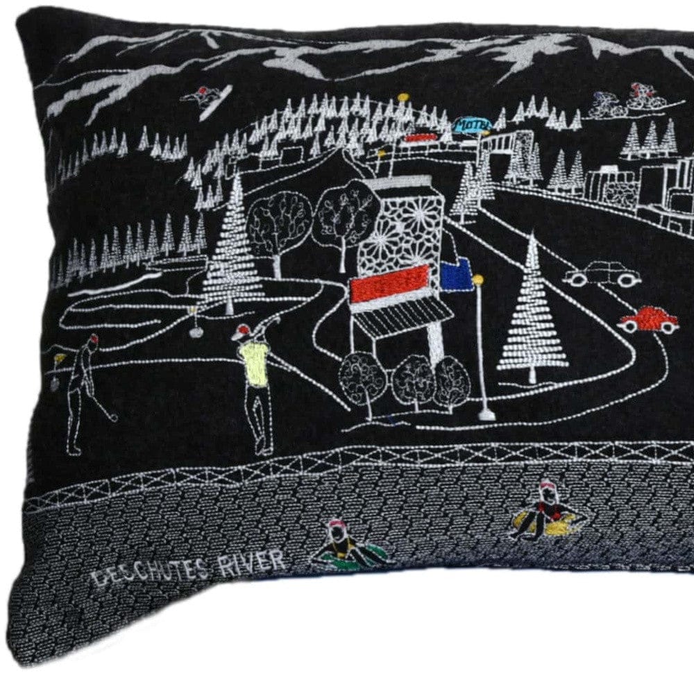 45" Black Bend Nighttime Skyline Lumbar Decorative Pillow