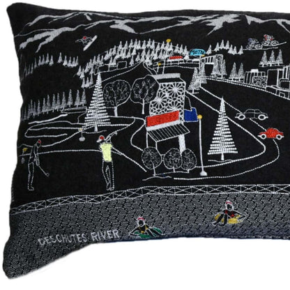 45" Black Bend Nighttime Skyline Lumbar Decorative Pillow
