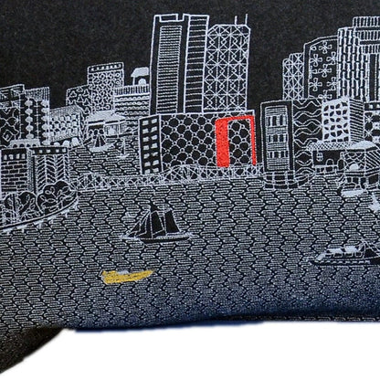 45" Black Boston Nighttime Skyline Lumbar Decorative Pillow