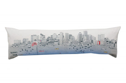 45" White Boston Daylight Skyline Lumbar Decorative Pillow