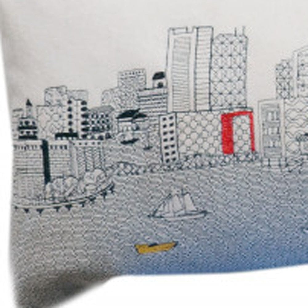 45" White Boston Daylight Skyline Lumbar Decorative Pillow